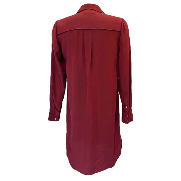 Vince Designer Burgundy Silk Shirt Dress - Picture 11 of 16